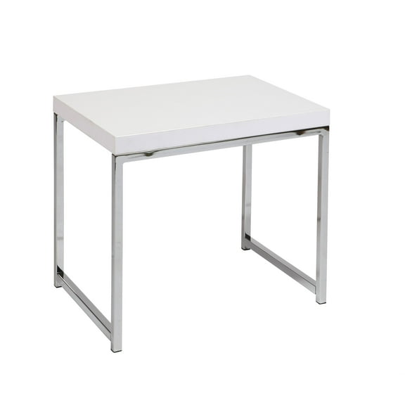 OSP Home Furnishings Wall Street End Table. Chrome/White