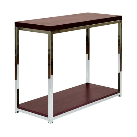 OSP Home Furnishings Wall Street Foyer Table in Chrome and Espresso Finish