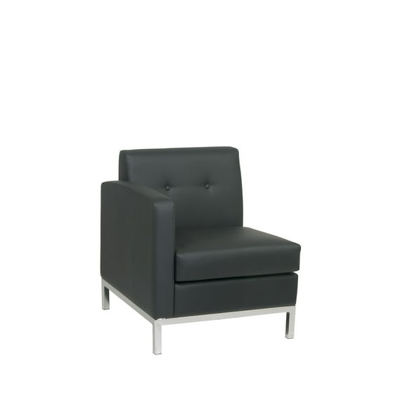 OSP Home Furnishings Wall Street Single Armchair LAF. Black Faux Leather