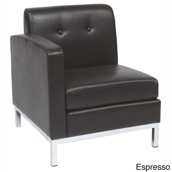 OSP Home Furnishings Wall Street Single Armchair LAF. Espresso Faux Leather