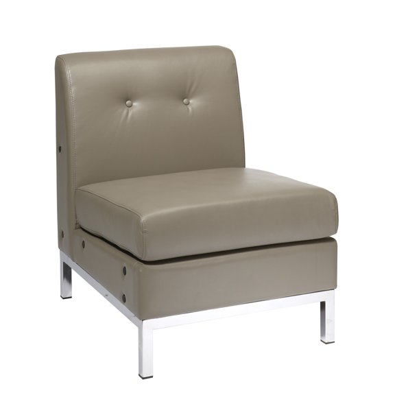 OSP Home Furnishings Wallstreet Armless Chair in Smoke Faux Leather