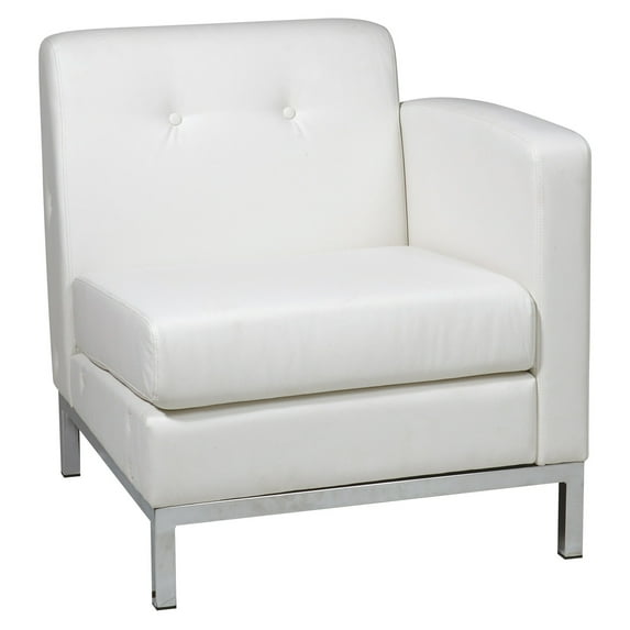 OSP Home Furnishings Wallstreet Chair Right Arm Facing in White Faux Leather