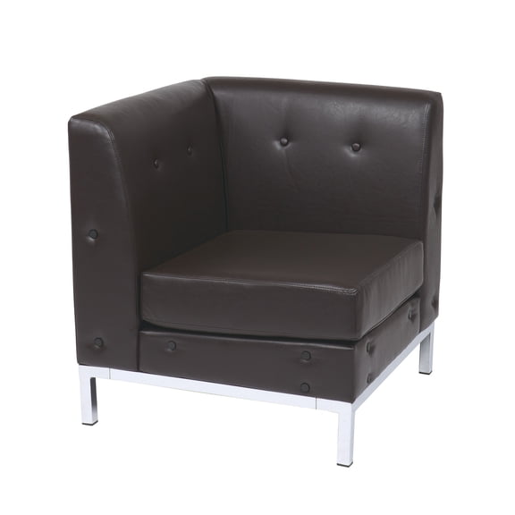 OSP Home Furnishings Wallstreet Corner Chair in Espresso Faux Leather.