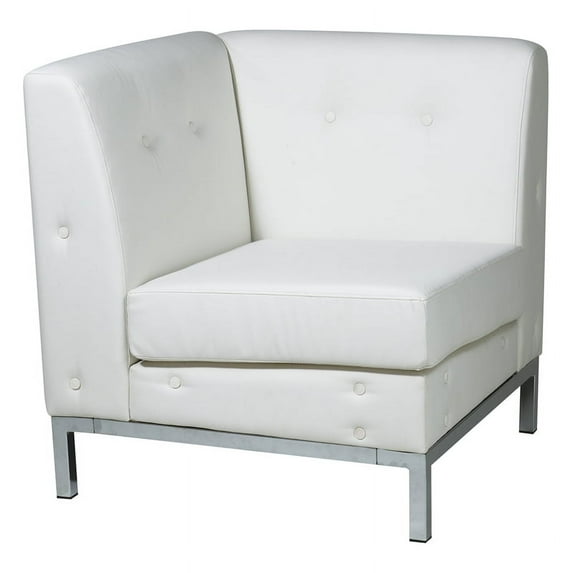 OSP Home Furnishings Wallstreet Corner Chair in White Faux Leather