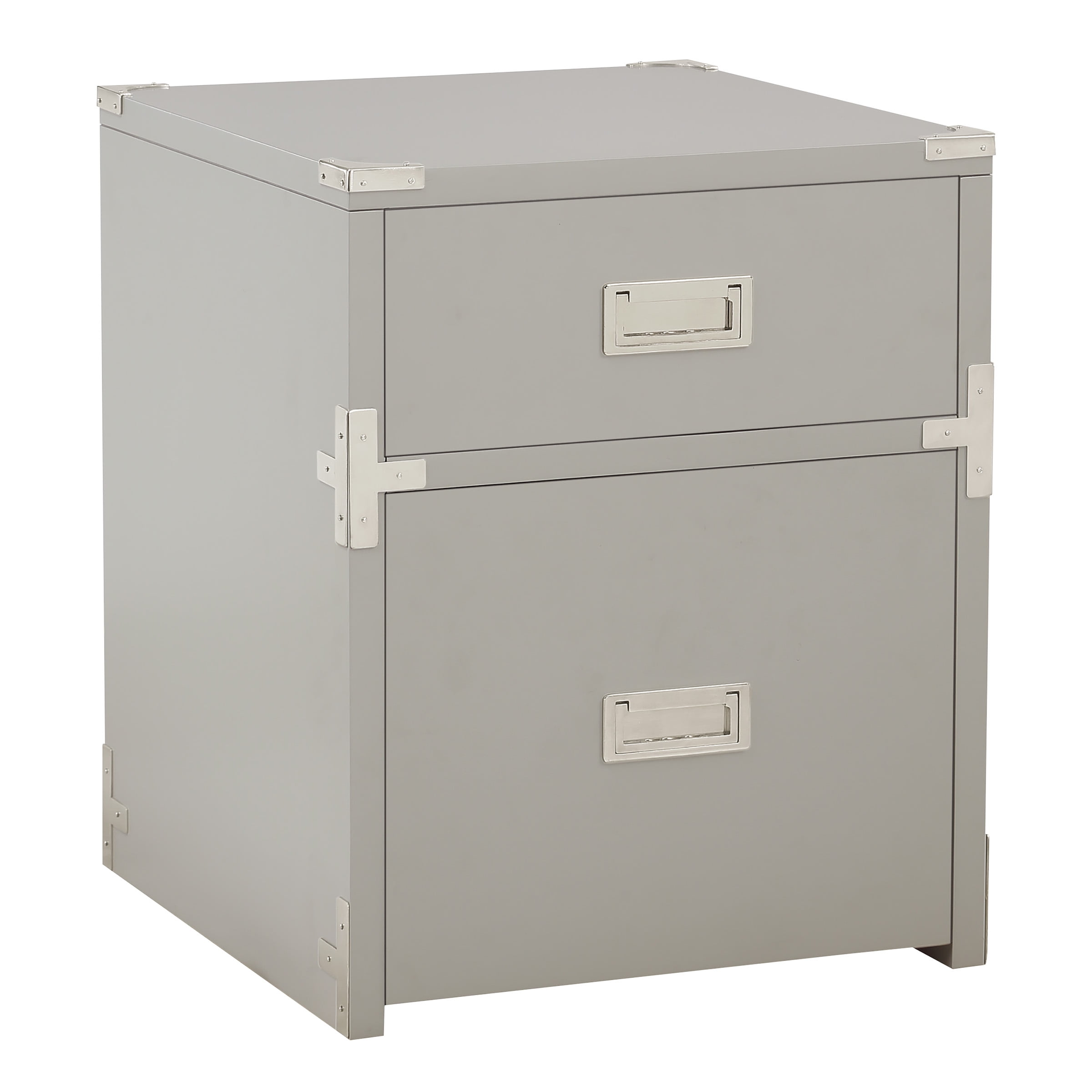 OSP Home Furnishings Wellington 2 Drawer File in Grey﻿, Fully