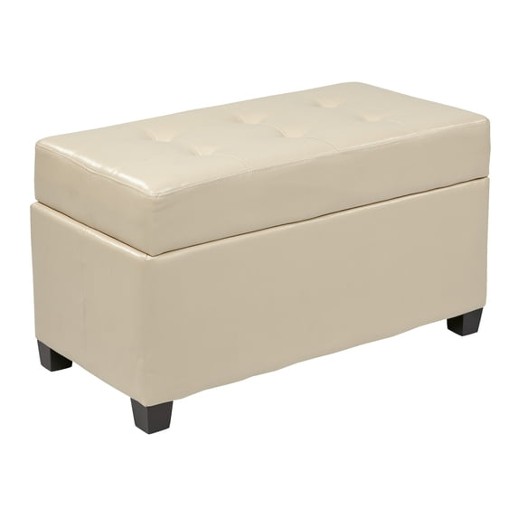 OSP Metro Storage Ottoman, Cream Faux Leather