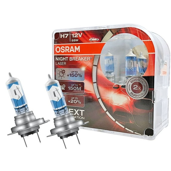 OSRAM H7 Night Breaker Laser Halogen 12V 55W White Automotive Bulb 2 Pack