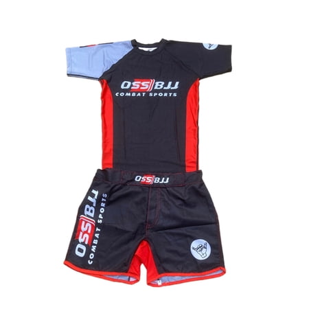 OSS Sports Men's BJJ, MMA, Grappling Kit Compression Top Plus Shorts Set 2 PCS