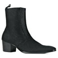 thumbnail image 1 of OSSTONE Dress Boots Chelsea Crocodile Print Pony Hair Boots for Men Zipper-up Leather Casual Heel Shoes JY021-A-Black-7 Black, 1 of 6