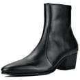 thumbnail image 1 of OSSTONE Dress Boots Chelsea Designer Boots for Men Leather Heel Shoes JY046-Black-7 Calfskin Black,Shoes size narrow, take half size bigger if your foot is not narrow, 1 of 6