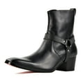 thumbnail image 1 of OSSTONE Dress Boots Chelsea Designer Boots for Men Zipper-up Leather Casual Heel Shoes JY002-Black-Belt-7 Belt Black, 1 of 6