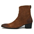 thumbnail image 1 of OSSTONE Dress Boots Chelsea Designer Boots for Men Zipper-up Leather Casual Heel Shoes JY002-Brown-Suede-12 Suede Brown, 1 of 6