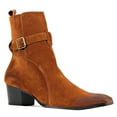 thumbnail image 1 of OSSTONE Dress Boots Chelsea Designer Boots for Men Zipper-up Leather Casual Heel Shoes JY005-Brown-Suede-11 Suede Brown, 1 of 6
