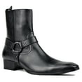 thumbnail image 1 of OSSTONE Dress Boots Chelsea Designer Boots for Men Zipper-up Leather Casual Heel Shoes JY015-Black-7 Black, 1 of 6