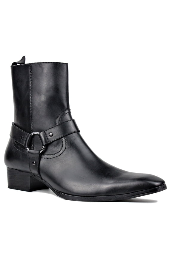 Dress Boots Chelsea Designer Boots for Men Zipper-up Leather Casual Heel Shoes JY015-Black-9 Black