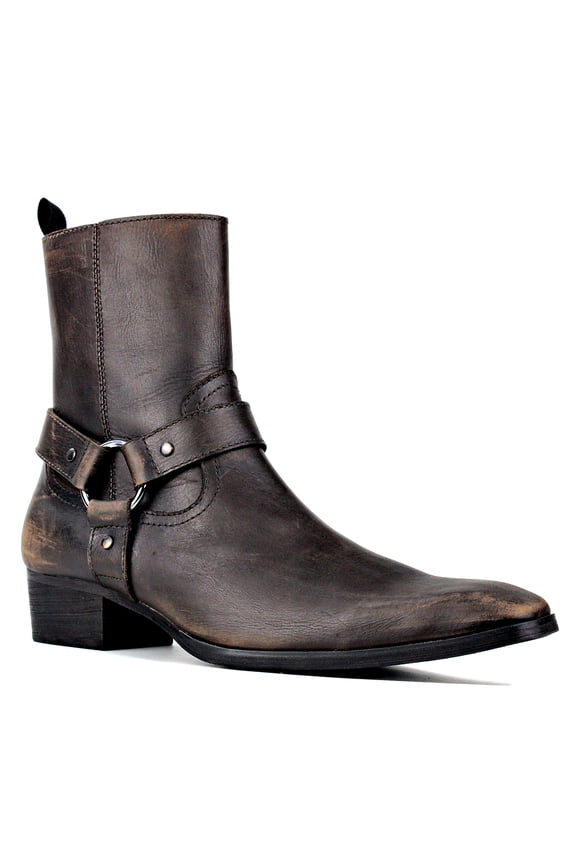 Dress Boots Chelsea Designer Boots for Men Zipper-up Leather Casual Heel Shoes JY017-Vintage Brown-10 Vintage Brown