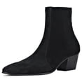 thumbnail image 1 of OSSTONE Dress Boots Chelsea Designer Boots for Men Zipper-up Leather Casual Heel Shoes JY040-Suede-Black-7 Suede Black, 1 of 6