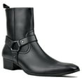 thumbnail image 1 of OSSTONE Dress Boots Chelsea Designer Boots for Men Zipper-up Leather Microfiber Casual Heel Shoes JY015-CQ-7.5 Black, 1 of 6