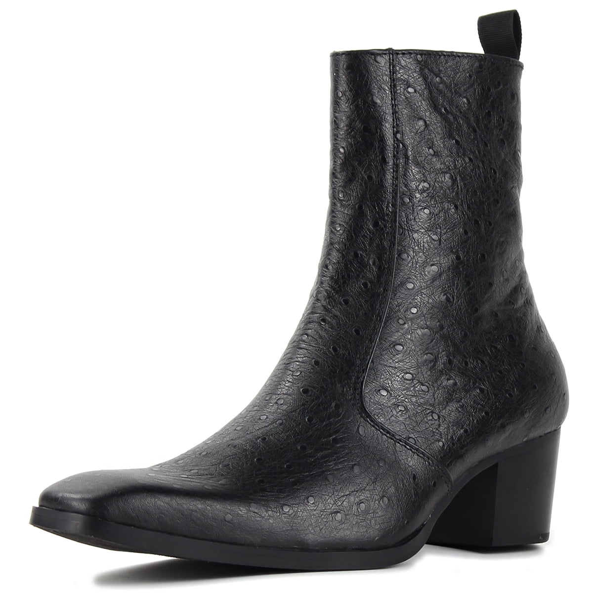 OSSTONE Men's Chelsea Ankle Boots - Leather Glitter Chukka Designer Boots With Side Zipper & Heel - Dress Boots, Black, Size 9.5 - View #10