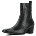 thumbnail image 1 of OSSTONE Dress Boots Chelsea Ostrich Prints Boots for Men Zipper-up Leather Casual Heel Shoes JY014-Black-7 Black, 1 of 6