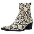 thumbnail image 1 of OSSTONE Dress Boots Chelsea Snake Prints Boots for Men Zipper-up Leather Casual Heel Shoes JY019-Beige-11.5 Beige, 1 of 6