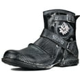 thumbnail image 1 of OSSTONE Moto Boots Chukka Boots for Men Fashion Zipper-up Leather Casual Shoes 5008-1-AI-7 Snow Black, 1 of 6