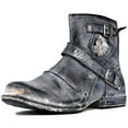 thumbnail image 1 of OSSTONE Moto Boots Chukka Boots for Men Fashion Zipper-up Leather Casual Shoes 5008-1-AN-11 Distressed Black, 1 of 6