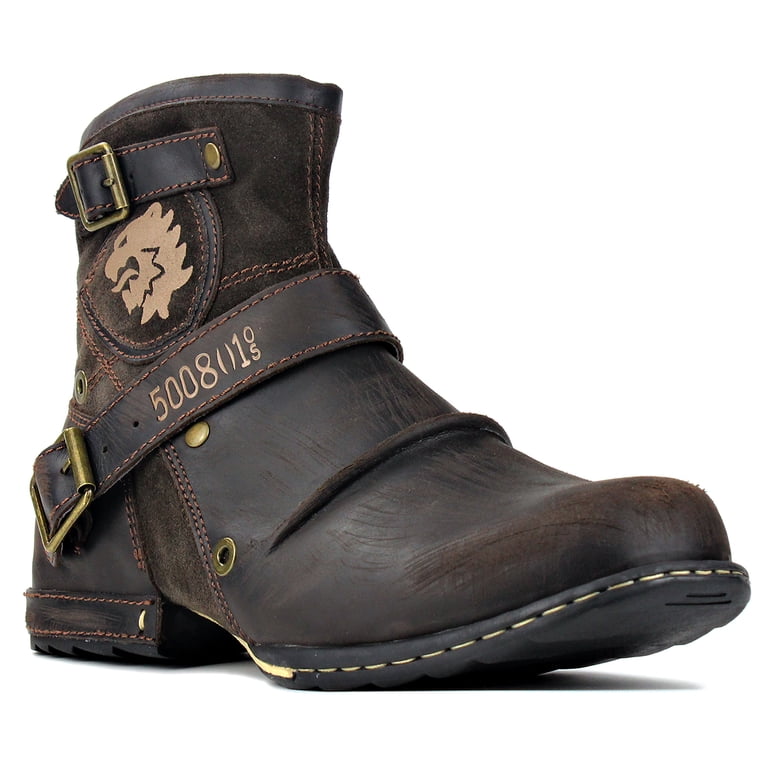 Osstone Mens 5008-1 Biker Boots Olive Green Leather Suede Side Zip‎ US 10 OSSTONE - MOTO Boots main image 4