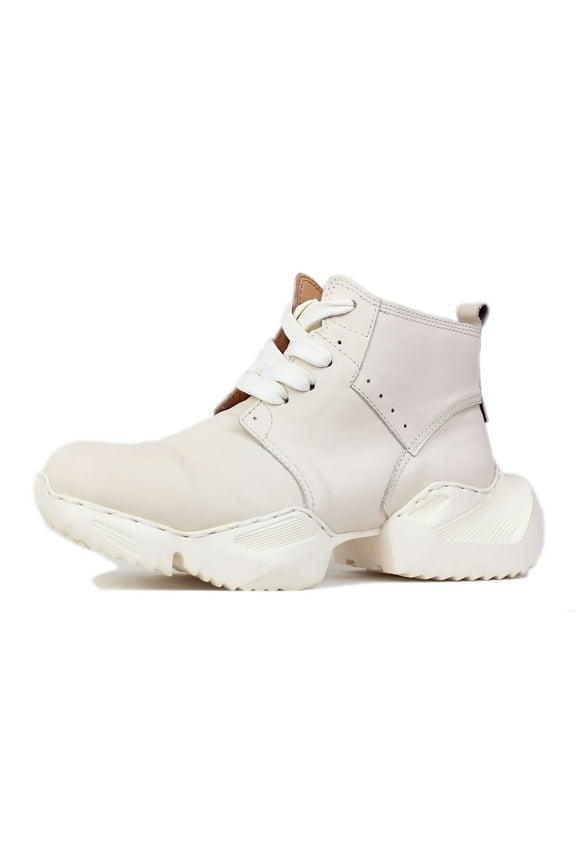 Moto Boots Sneaker Chukka Boots for Men Fashion Lace-up Leather Casual Shoes 5008-S-1-Off White-10.5
