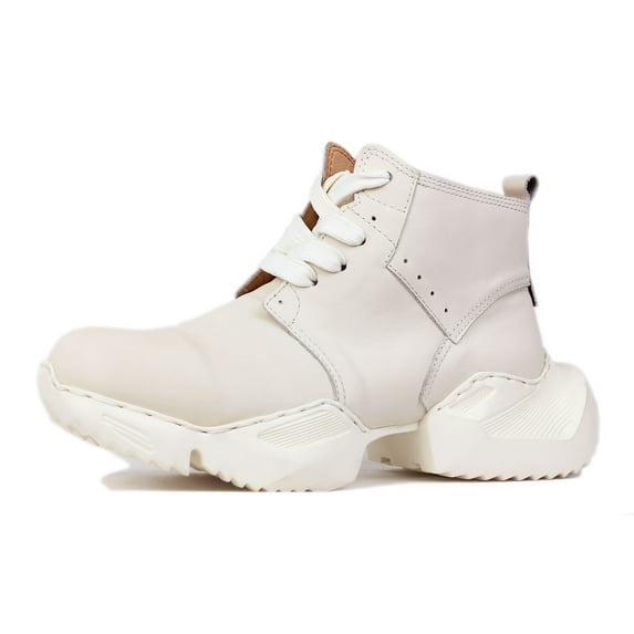 OSSTONE Moto Boots Sneaker Chukka Boots for Men Fashion Lace-up Leather Casual Shoes 5008-S-1-Off White-11