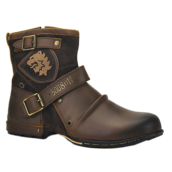OSSTONE Moto Chukka Boots Men 5008-1-Brown-11-WFS Classic Brown