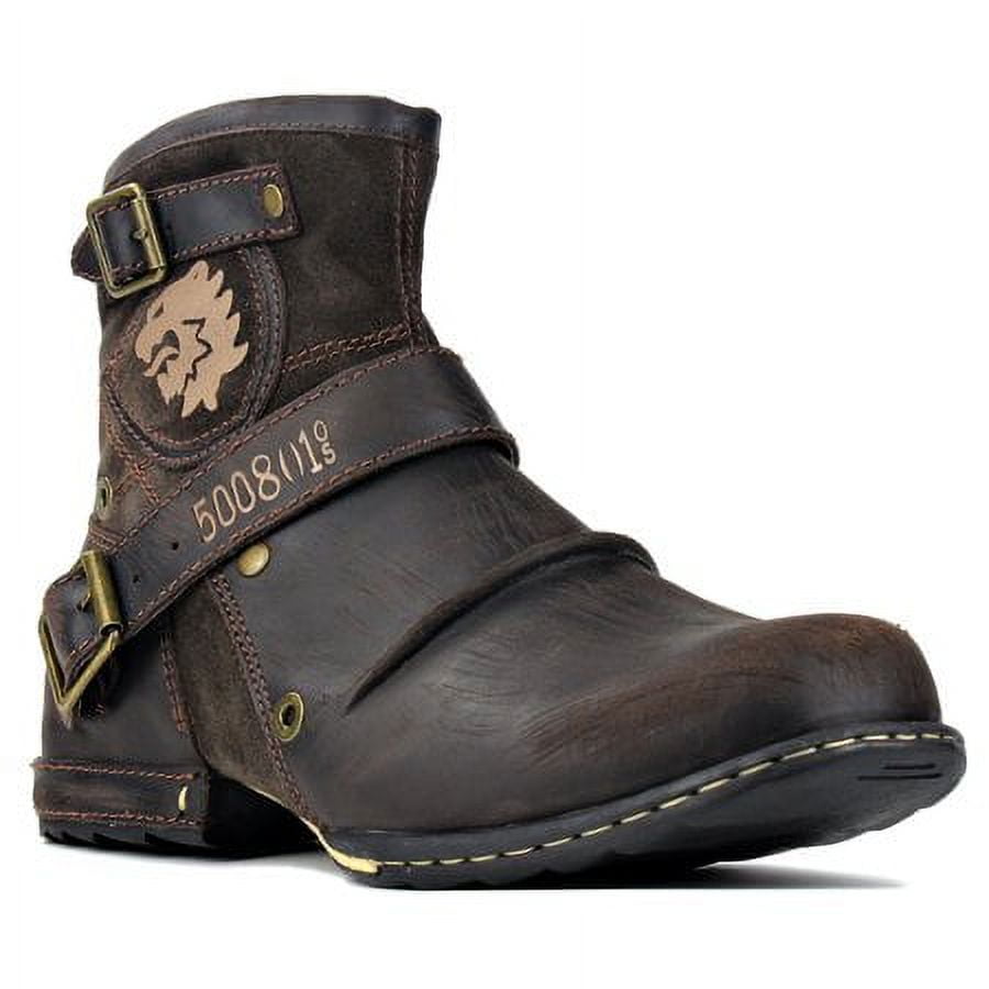 OSSTONE Moto Chukka Boots Men 5008-1-D-10 Retro Dark Brown - Walmart.com