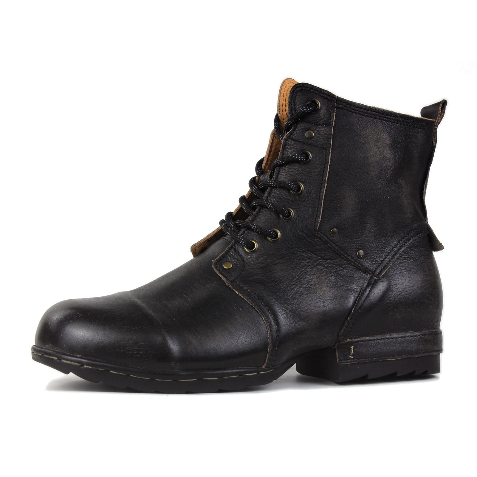 NEW OSSTONE Otto Moto Black Leather/Suede Chukka Retro Boots Men main image 2