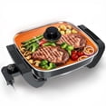 thumbnail image 1 of OSTBA 12-Inch Electric Skillet with Glass Lid, 1500W Copper Nonstick Electric Frying Pan, Adjustable Temperature Control, Cool-Touch Handles, Fast & Even Heating, Easy to Clean, 1 of 10