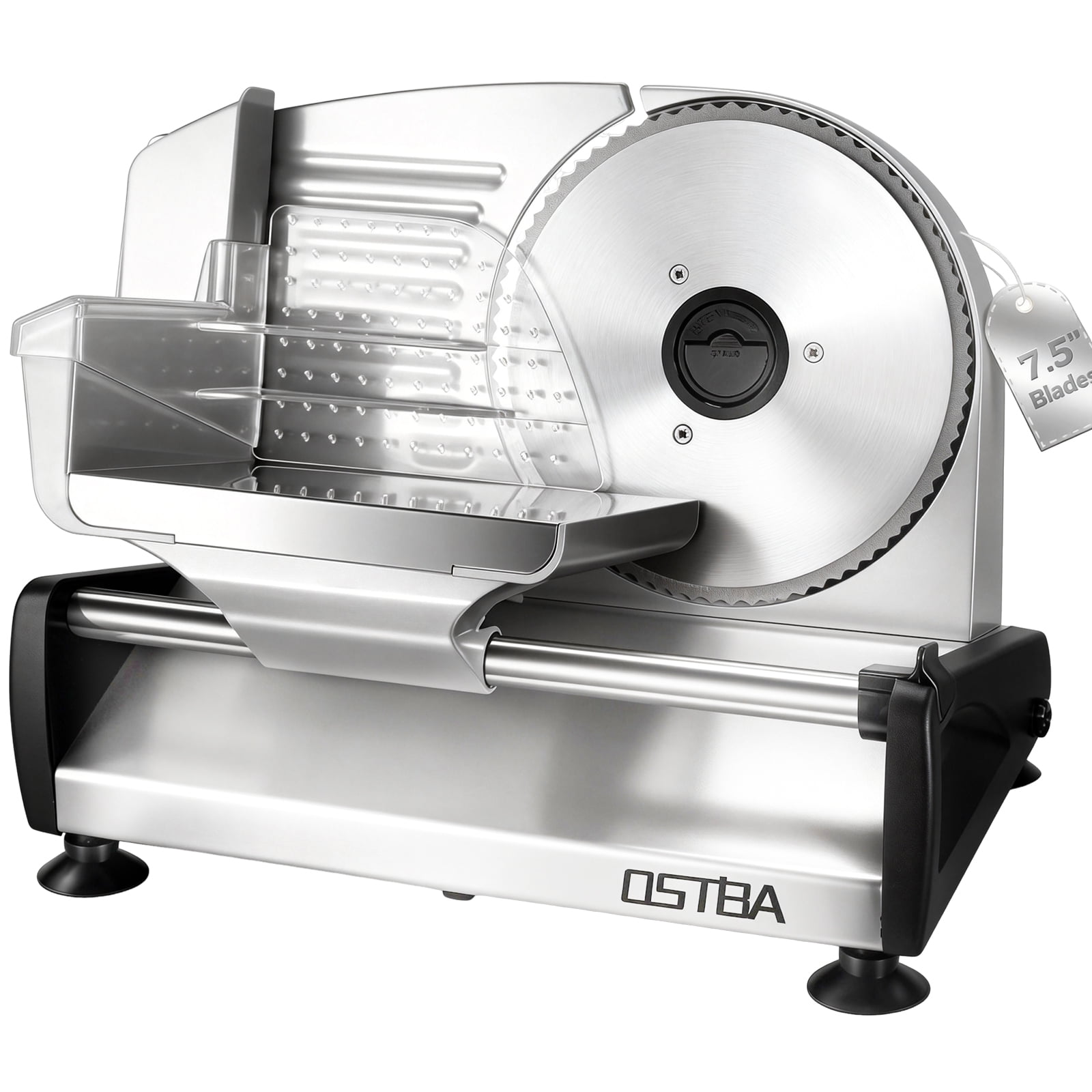 OSTBA 200W Electric Meat Slicer for Home - 7.5" Stainless Steel Blade, Adjustable Thickness (0-15mm), Dishwasher Safe, Child Lock - Perfect for Deli Meats, Cheese, Vegetables & More
