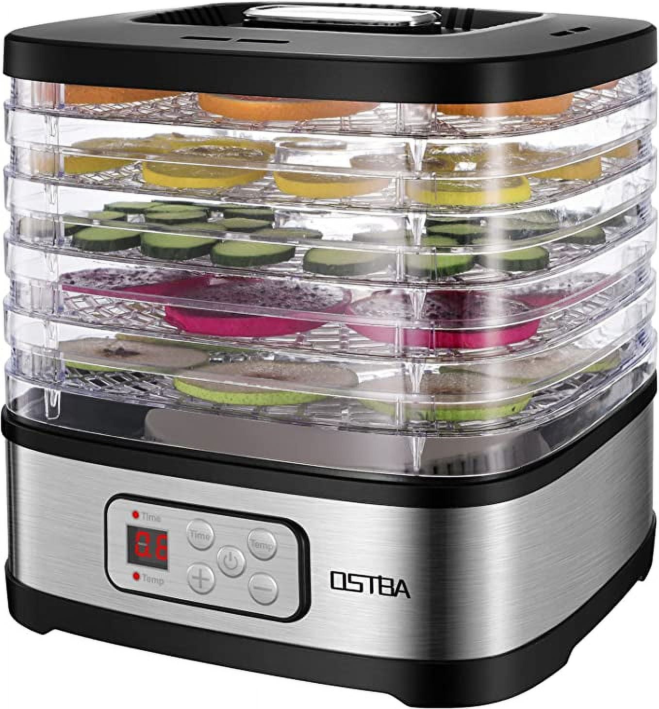 Stainless Steel 5-Tray LED Food Dehydrator with Timer