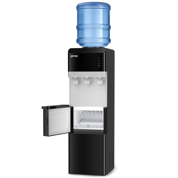 OSTBA 4-in-1 Water & Ice Dispenser, Hot, Cold & Room Temperature Water with Bullet Ice Maker, Touch Control, Child Safety Lock, Fits 3 & 5 Gallon Bottles
