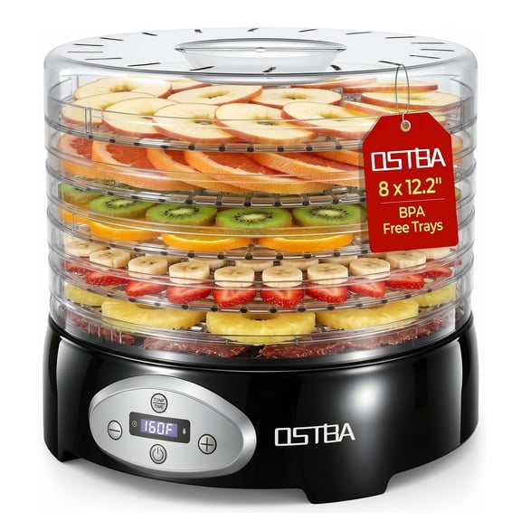 OSTBA 5-Tray Food Dehydrator, 420W Digital Food Dryer with 12.2" BPA-Free Trays, Adjustable 95–160℉ Temp, 48H Timer, Recipe for Jerky, Fruit, Vegetable & Herb Drying
