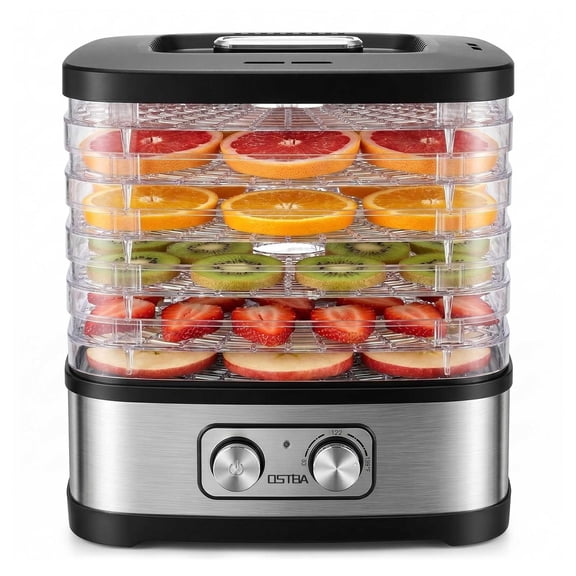 OSTBA 5-Tray Food Dehydrator Machine, 240W Jerky Maker for Dog Treats, Meat & Fruit, Adjustable Temperature Control, BPA-Free Stackable Food Dryer for Energy Saving, Recipe Book Included