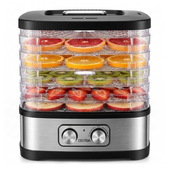 OSTBA 5-Tray Food Dehydrator Machine, 240W Jerky Maker for Dog Treats, Meat & Fruit, Adjustable Temperature Control, BPA-Free Stackable Food Dryer for Energy Saving, Recipe Book Included