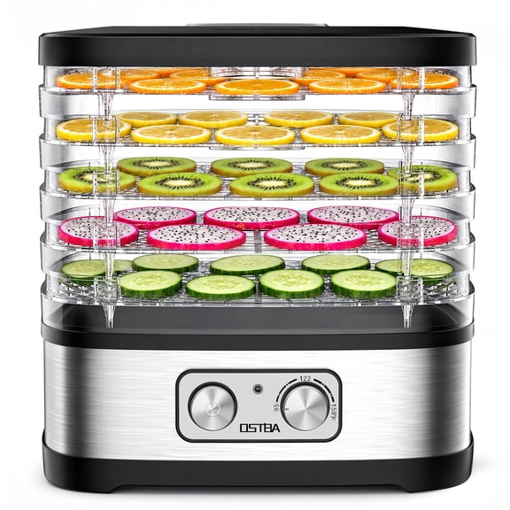 OSTBA 5-Tray Food Dehydrator Machine, 240W Jerky Maker for Dog Treats, Meat & Fruit, Adjustable Temperature Control, BPA-Free Stackable Food Dryer for Energy Saving, Recipe Book Included