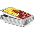 thumbnail image 1 of OSTBA 6 Pack Hotel Pans, 1/1 Size 2.5" Deep Stainless Steel Steam Table Pan Full Size, 20.8" L x 12.8" W Anti Jam Buffet Pan for Home, Party, Restaurant, Hotel, Buffet, 1 of 7