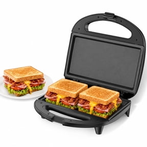 OSTBA 2-Slice Sandwich Maker, 750W Grilled Cheese Maker with Non-Stick Flat Plates, Indicator Lights, Cool-Touch Handle, Easy to Clean & Compact Storage, Breakfast & Toast Grill