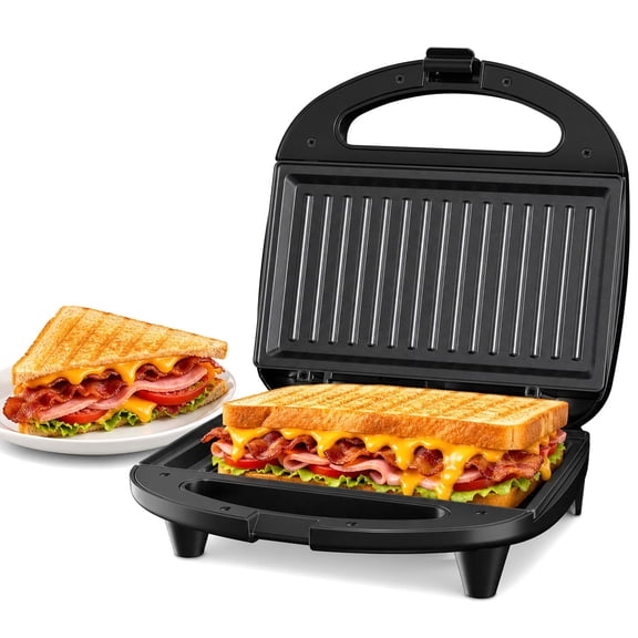 OSTBA 2-Slice Sandwich Maker and Panini Press Grill, 750W Fast Heating Breakfast Sandwich Maker with Removable Nonstick Plates, Compact Grill for Grilled Cheese, Sandwiches and Steaks