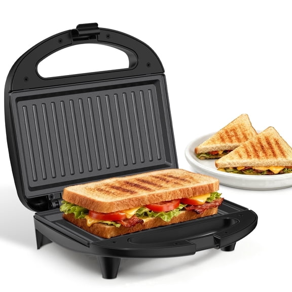 OSTBA 2-Slice Sandwich Maker and Panini Press Grill, 750W Fast Heating Breakfast Sandwich Maker with Removable Nonstick Plates, Compact Grill for Grilled Cheese, Sandwiches and Steaks