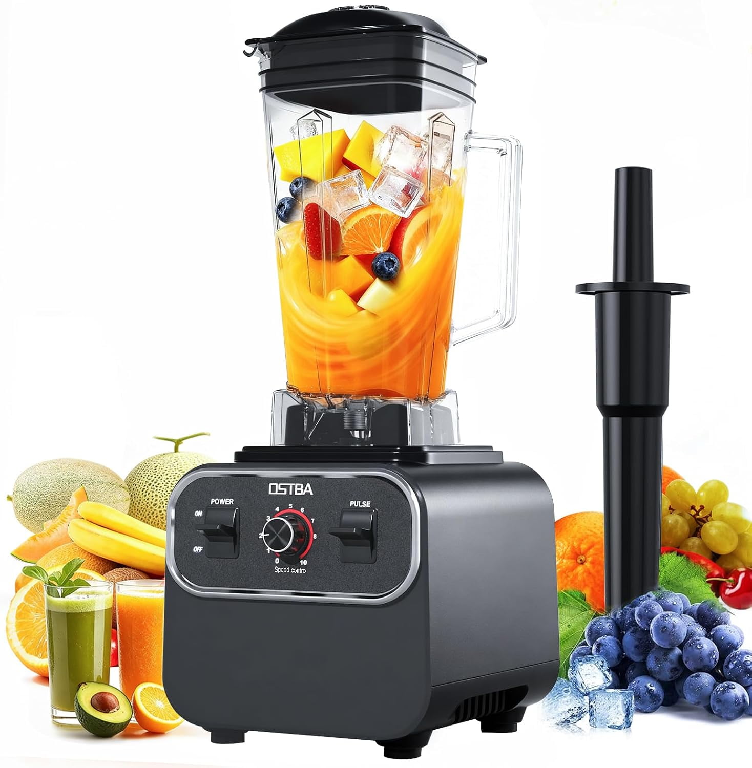 OSTBA Commercial Blender for Smoothies, 10-Speed Control Blenders for Kitchen, 68Oz Large Capacity and BPA-Free Pitcher, 1600W Countertop Blenders for Ice Crushing, Frozen Drinks, Puree & Grinding