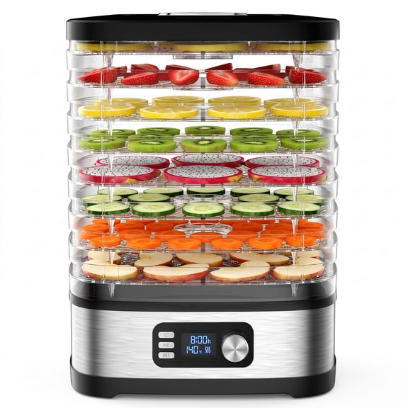 OSTBA Food Dehydrator Machine, 8-Tray Digital Food Dryer with Timer and Temperature Control, 240W Electric Jerky Maker for Fruit, Vegetable, Meat, Dog Treats, BPA-Free, Includes Mesh Sheets & Fr