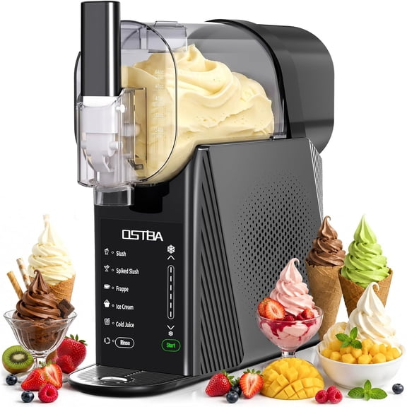 OSTBA Ice Cream Maker Machine & Slushie Machine for Home - Slushy Machine, Self-Cleaning, Family Size, 6 Modes, 6 Textures for Soft Serve, Sorbet, Margaritas, Frapps, Milkshakes, No Ice Needed