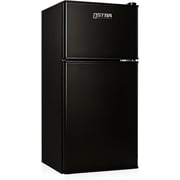 OSTBA Mini Fridge with Freezer - 3.2 Cu.ft 2-Door Upright Freezer, Compact Refrigerator with 2 Removable Shelves 7 Level Adjustable Thermostat, Removable Shelves for Bedroom Office Apartment, Black