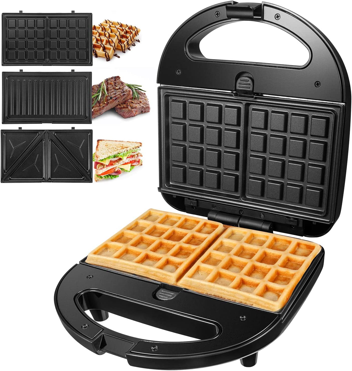 Sandwich Maker, 8-in-1 Sandwich Maker Iron Waffle with Removable Plates,  Non Stick Coating Cool Touch Handle，Ideal for Breakfast, Snacks, Desserts  and